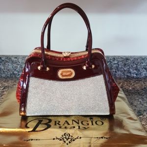 Brangio cherry red bling purse new with tag w shoulder strap or handles dust bag